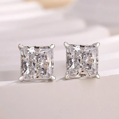 Classic Square Princess Cut Stud Earrings
