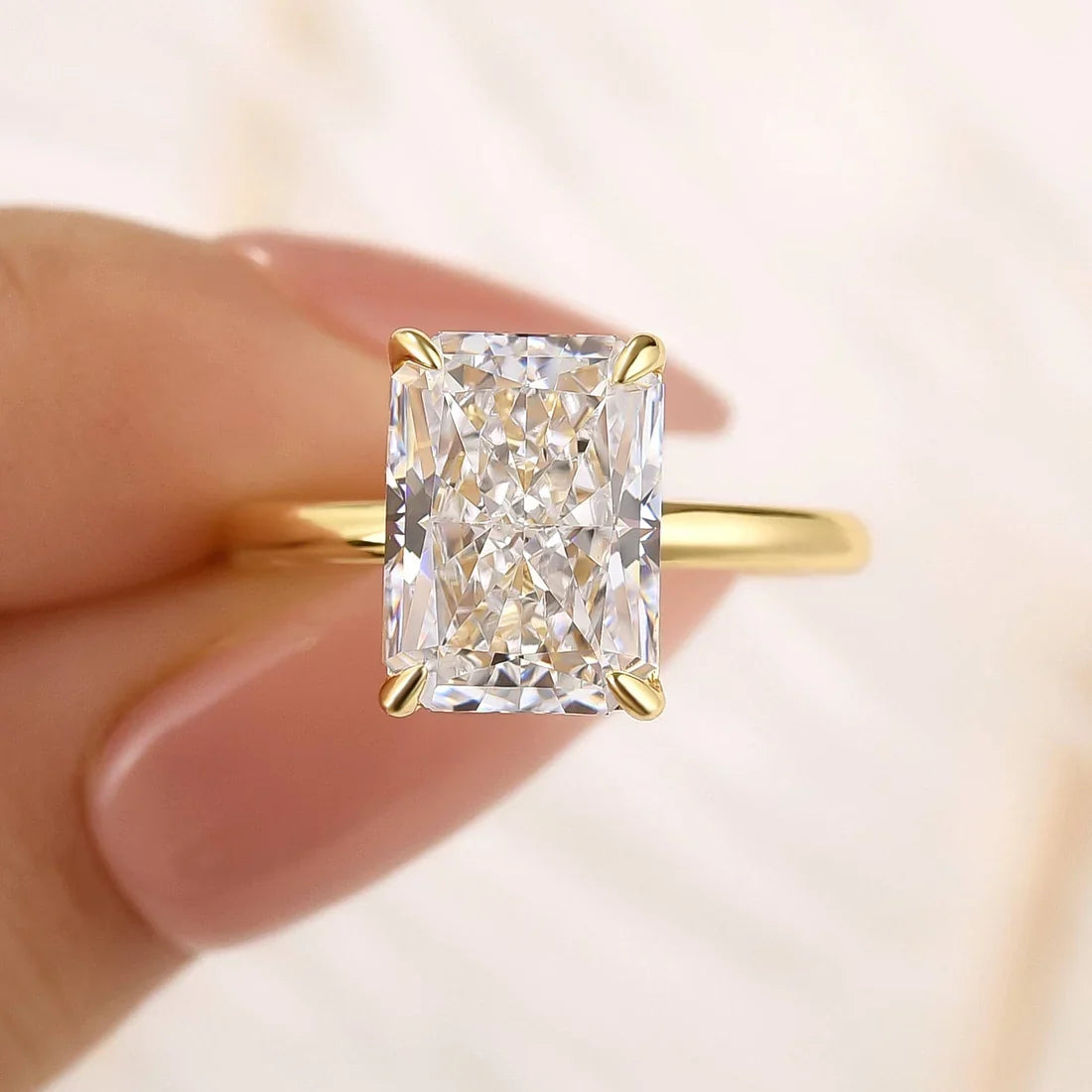 Radiant Cut Simulated Diamond Engagement Ring