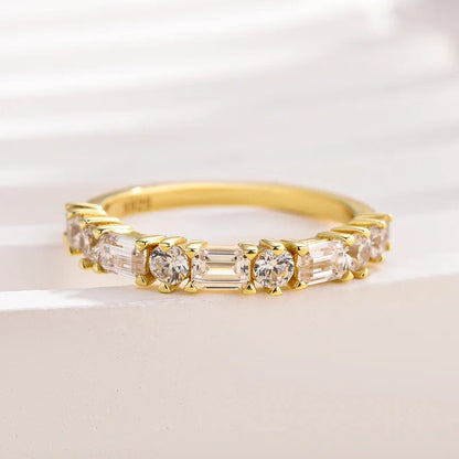 Yellow Gold Emerald & Round Cut Wedding Ring