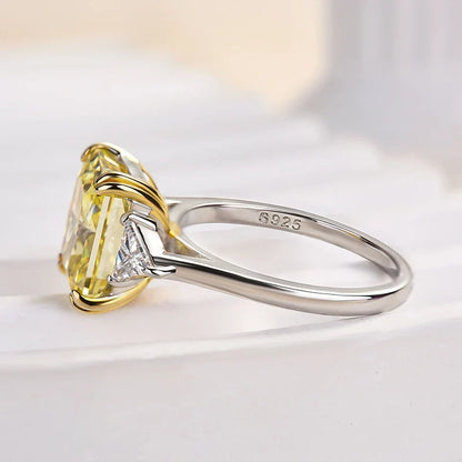 Radiant & Triangle Cut Yellow Stone Engagement Ring