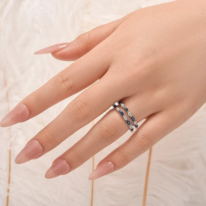 Blue & White Stone Insert Wedding Ring