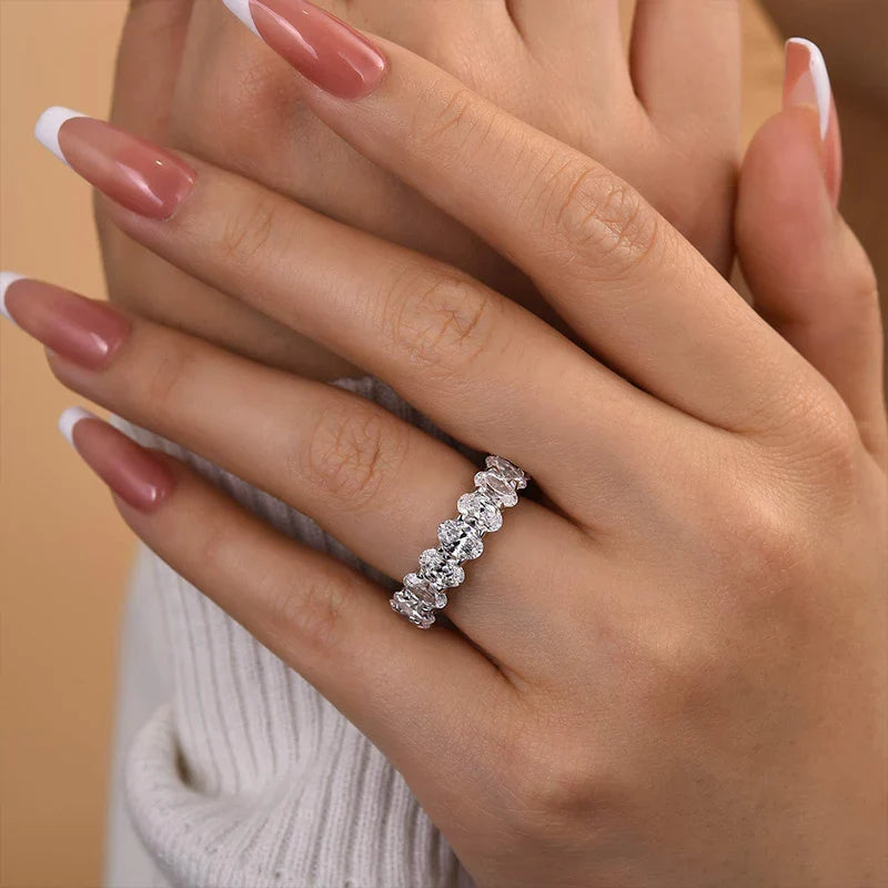 Oval Cut Eternity Wedding Band For Women