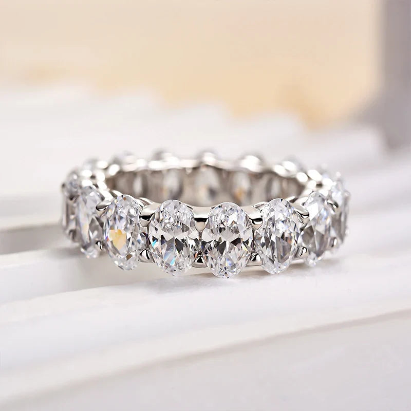 Oval Cut Eternity Wedding Band For Women