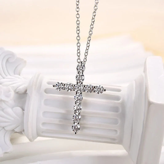 Sterling Silver Fashion Cross pendant Necklace