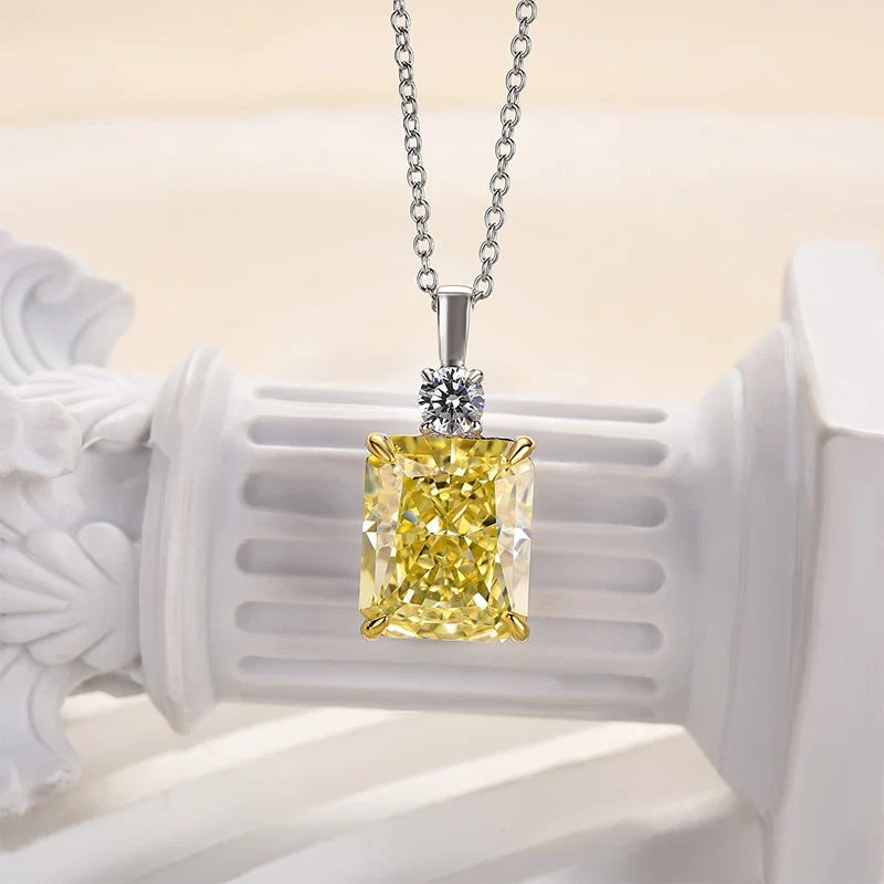 Elegant Yellow Sapphire Radiant Cut Pendant Necklace