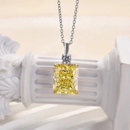 Elegant Yellow Sapphire Radiant Cut Pendant Necklace