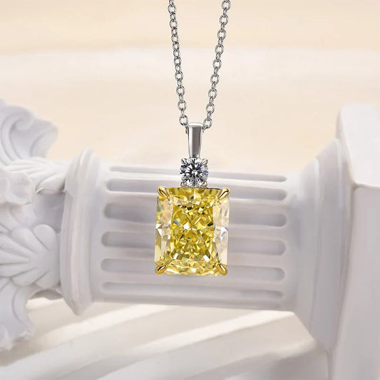 Elegant Yellow Sapphire Radiant Cut Pendant Necklace
