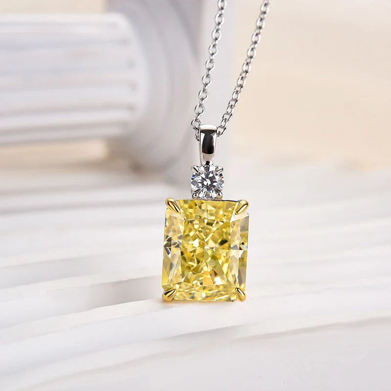 Elegant Yellow Sapphire Radiant Cut Pendant Necklace