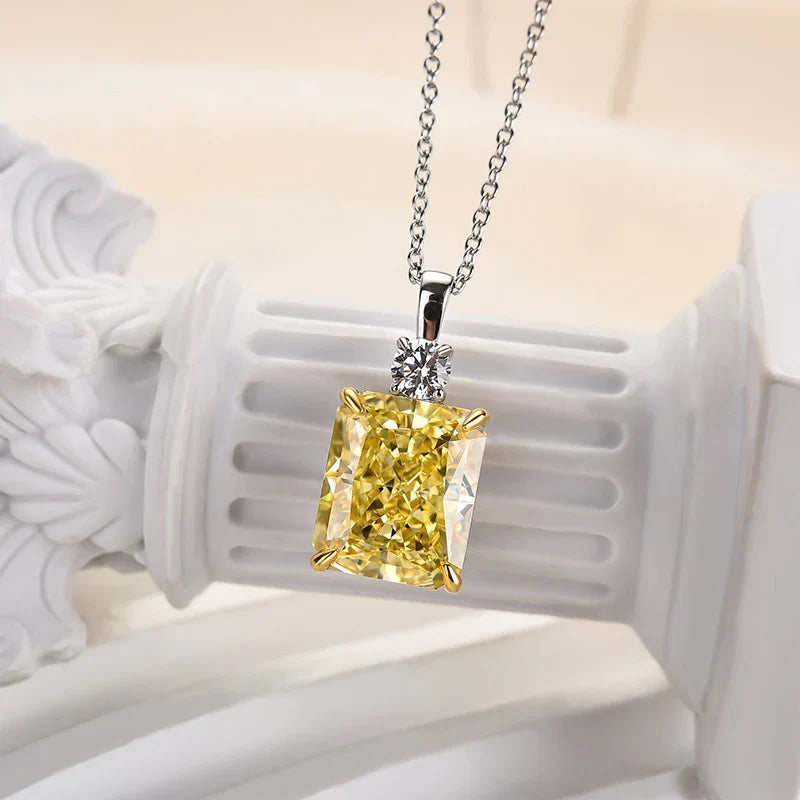 Elegant Yellow Sapphire Radiant Cut Pendant Necklace