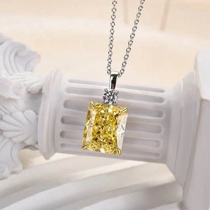 Elegant Yellow Sapphire Radiant Cut Pendant Necklace