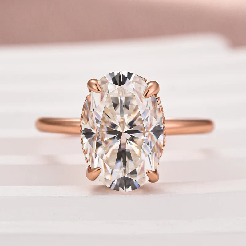 Oval Cut Hidden Halo Engagement Ring