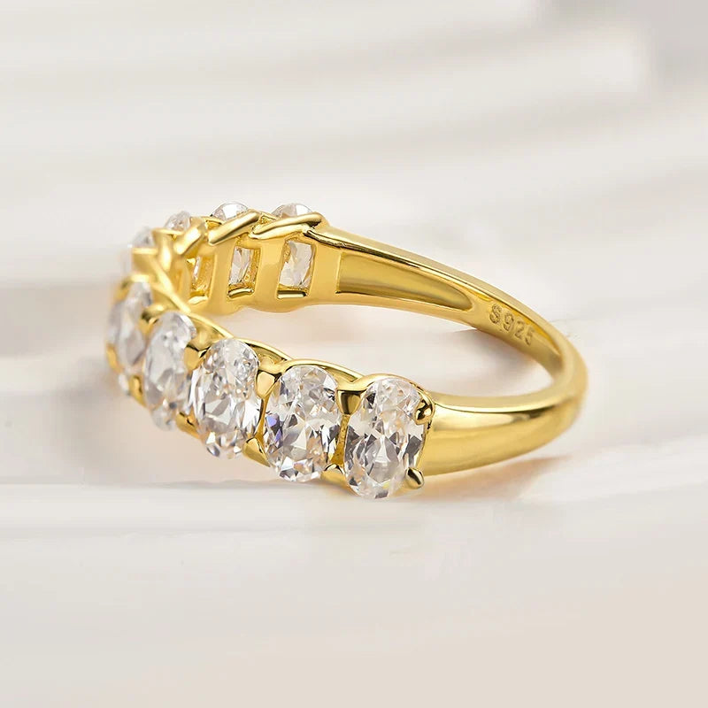 Oval Cut Half Eternity Wedding Ring