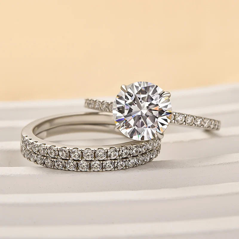 3PC Round Cut Wedding Ring Set