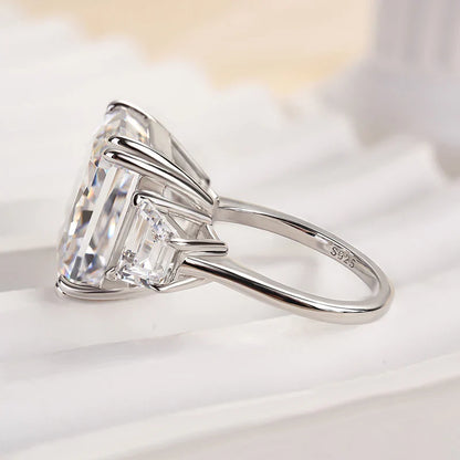 Crushed Ice Three Stone Engagement Ring