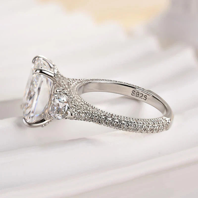 Pink & White Stone Radiant Cut Engagement Ring