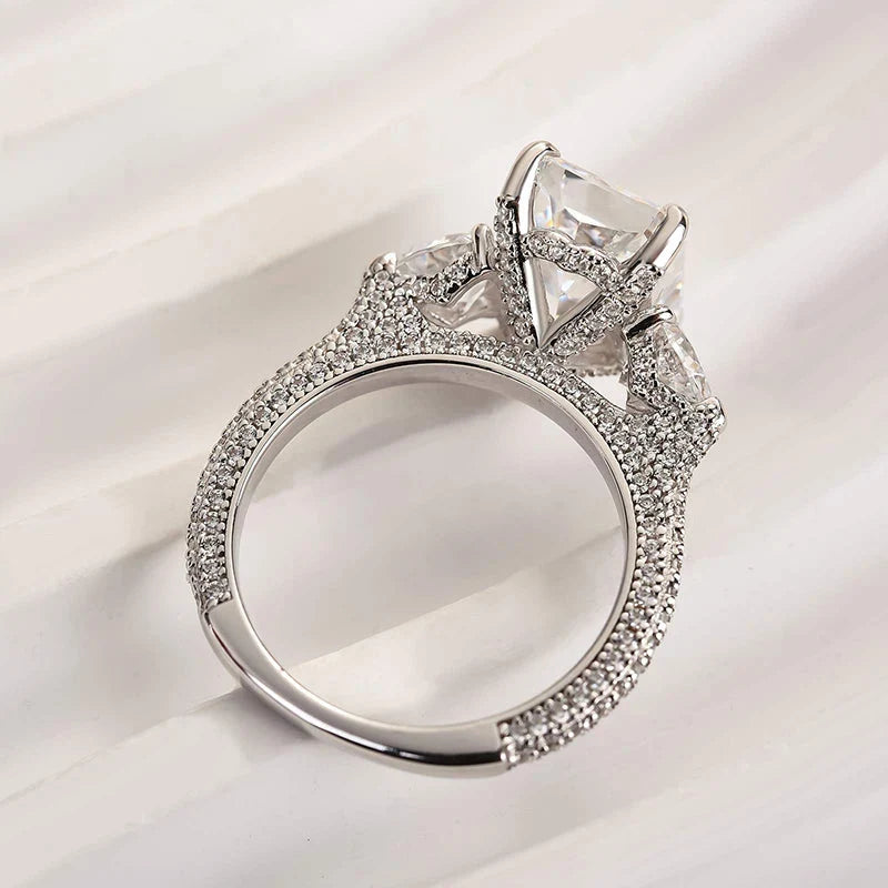 Pink & White Stone Radiant Cut Engagement Ring