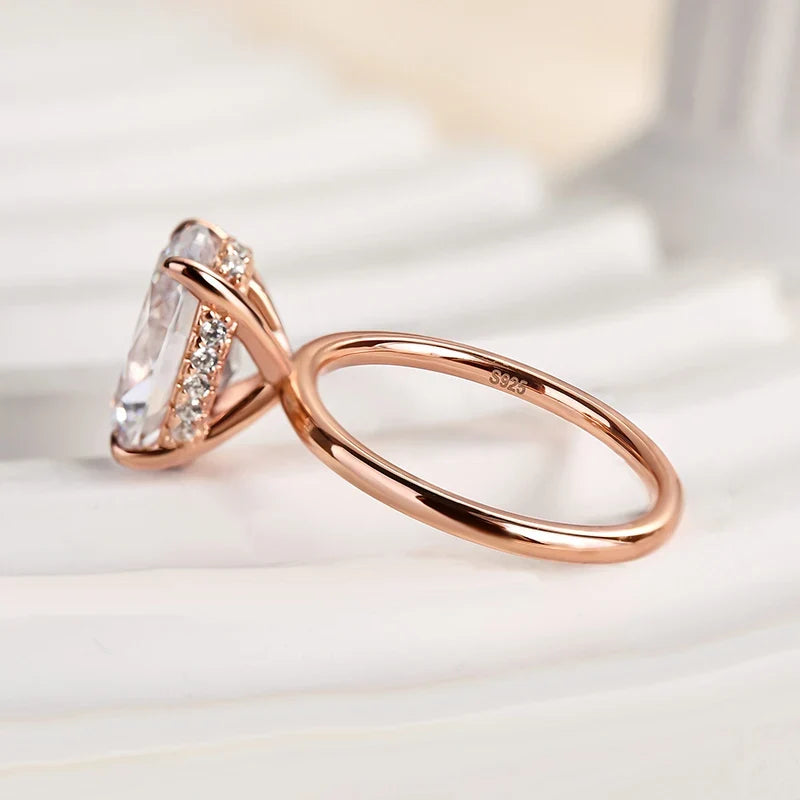 Oval Cut Hidden Halo Engagement Ring