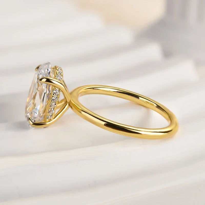 Oval Cut Hidden Halo Engagement Ring