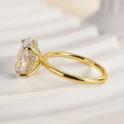 Oval Cut Hidden Halo Engagement Ring