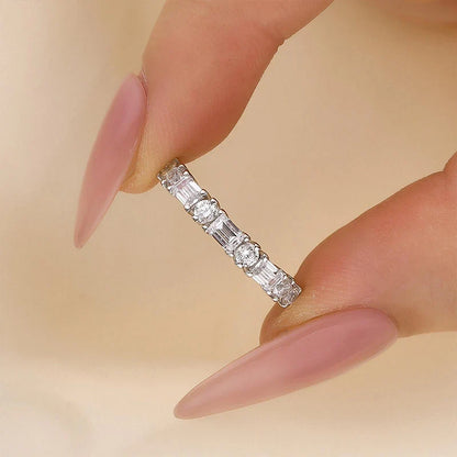 Yellow Gold Emerald & Round Cut Wedding Ring