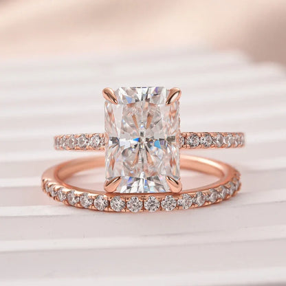 Moissanite Radiant Cut Wedding Ring Set