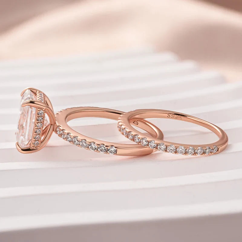 Moissanite Radiant Cut Wedding Ring Set