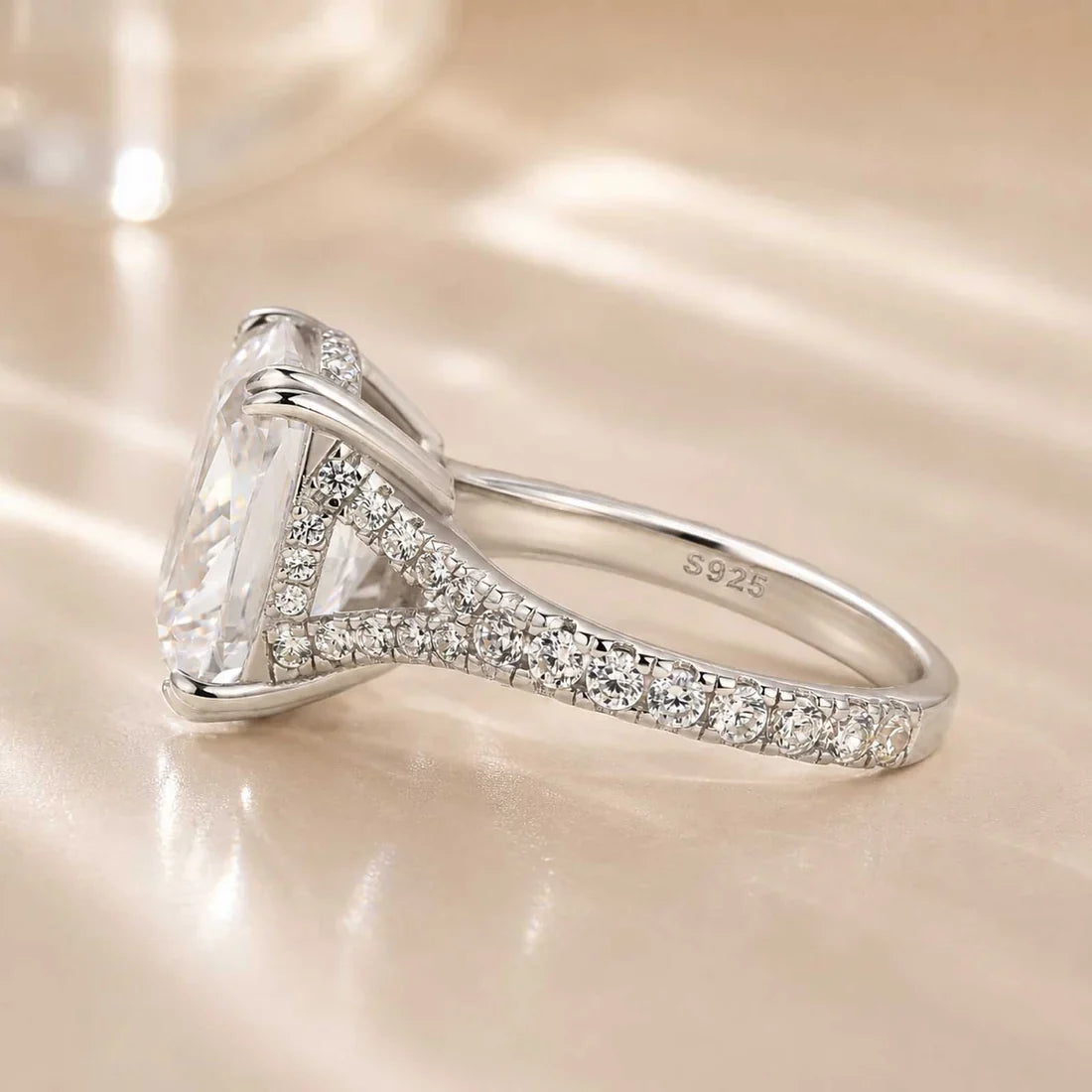 Split Shank Cushion Cut Engagement Ring