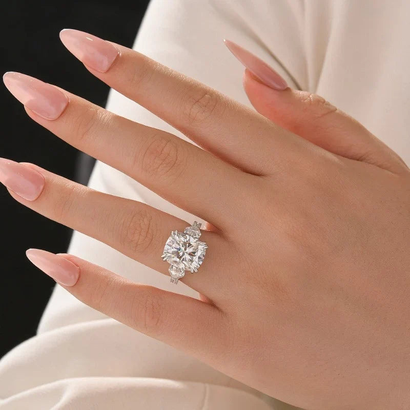 Cushion Cut Three Stone Engagement Ring