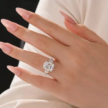 Cushion Cut Three Stone Engagement Ring