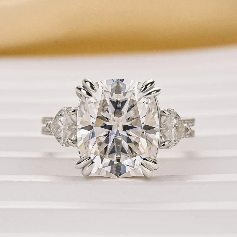 Cushion Cut Three Stone Engagement Ring