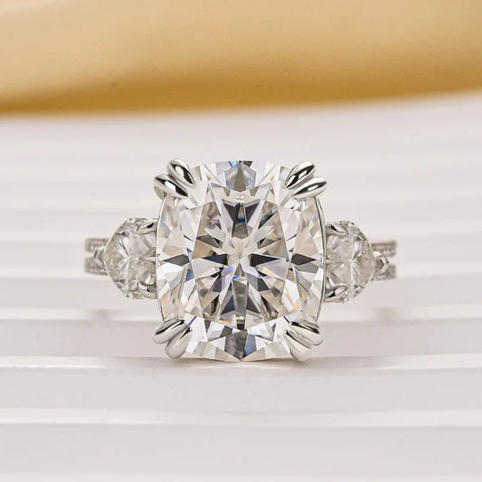 Cushion Cut Three Stone Engagement Ring