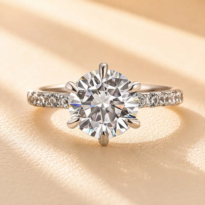Moissanite Round Cut Engagement Ring for Women