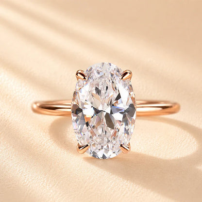 Oval Cut Hidden Halo Engagement Ring
