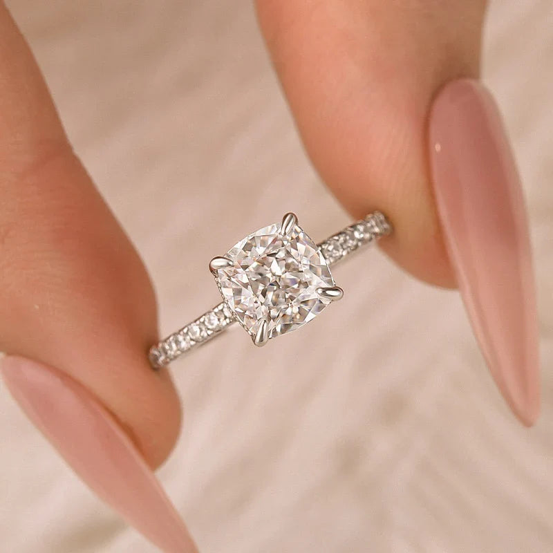 Cushion Cut White Sapphire Women's Engagement Ring
