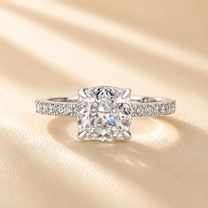 Cushion Cut White Sapphire Women's Engagement Ring