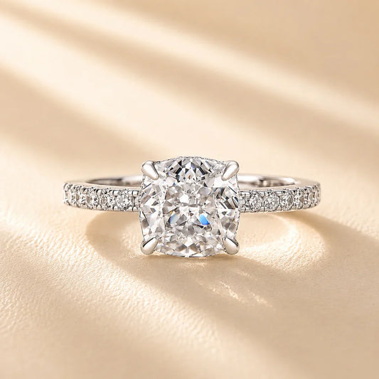 Cushion Cut White Sapphire Women's Engagement Ring