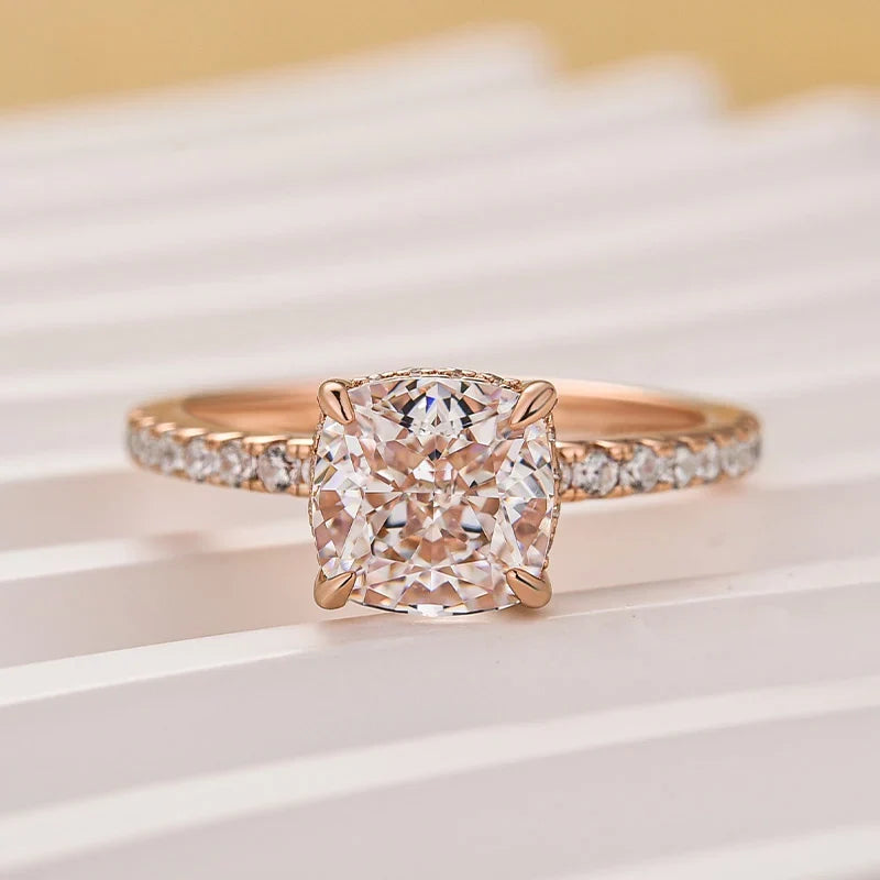 Cushion Cut White Sapphire Women's Engagement Ring