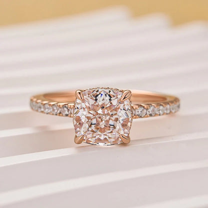 Cushion Cut White Sapphire Women's Engagement Ring