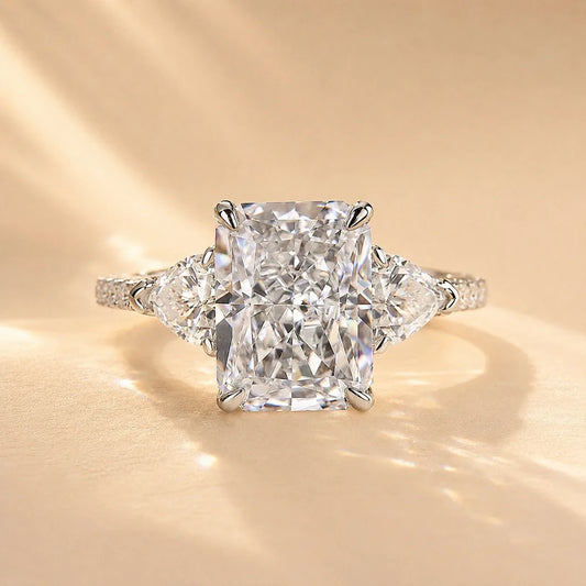 Radiant Cut Three Stone Engagement Ring