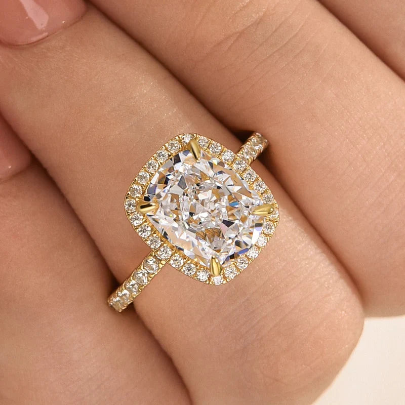 Luxurious Halo Cushion Cut Engagement Ring