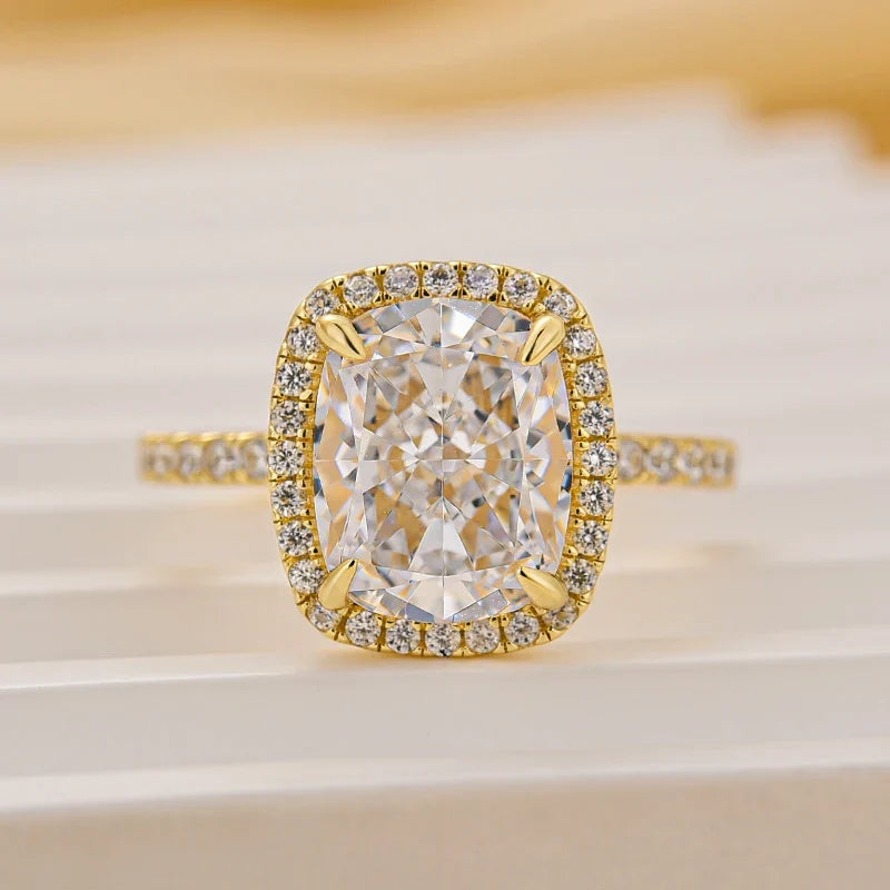 Luxurious Halo Cushion Cut Engagement Ring