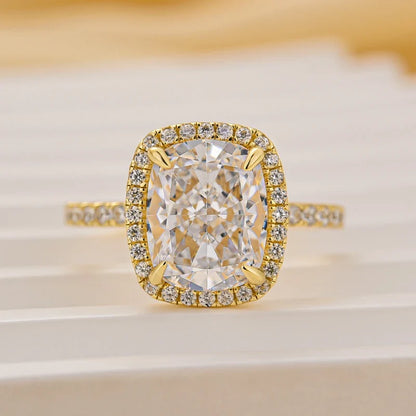 Luxurious Halo Cushion Cut Engagement Ring