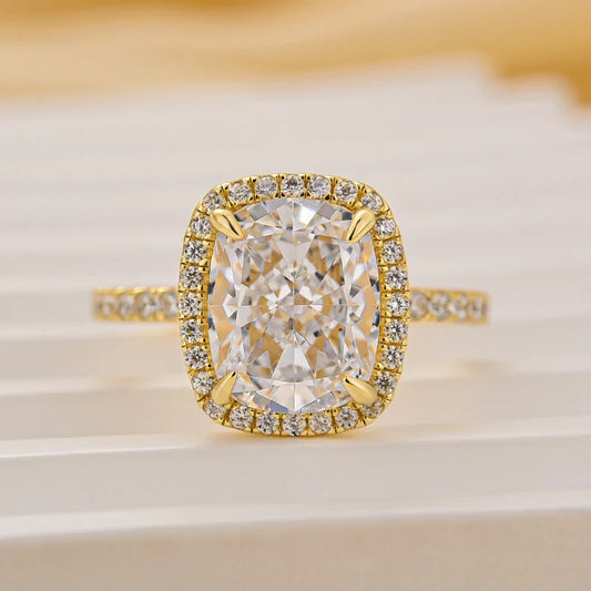 Luxurious Halo Cushion Cut Engagement Ring