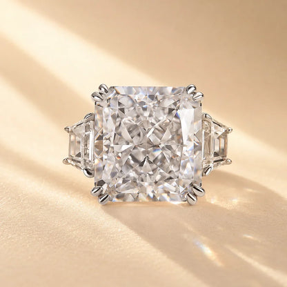 Crushed Ice Three Stone Engagement Ring