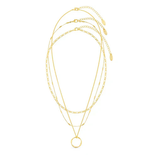 Open Circle Three Row Necklace