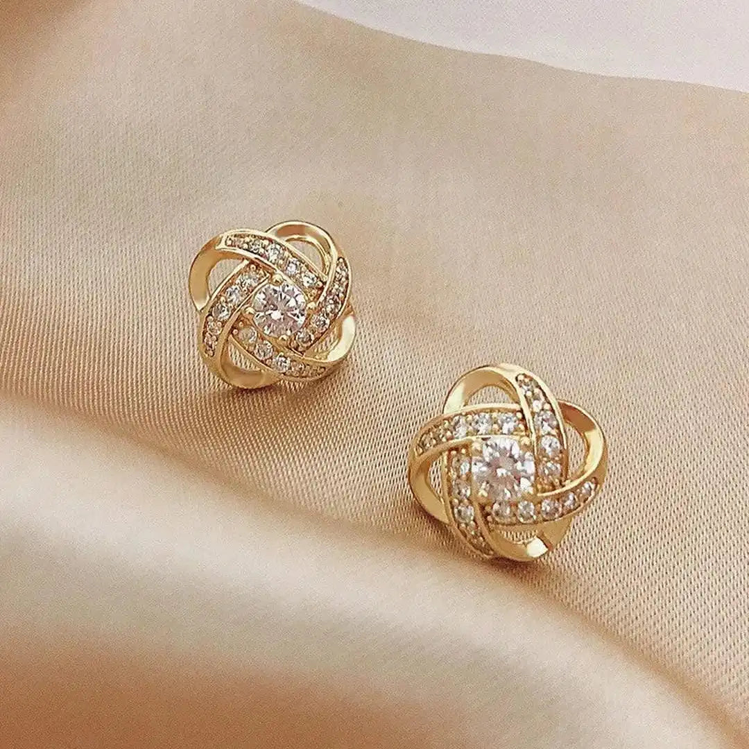 Zircon Knot Stud Earrings