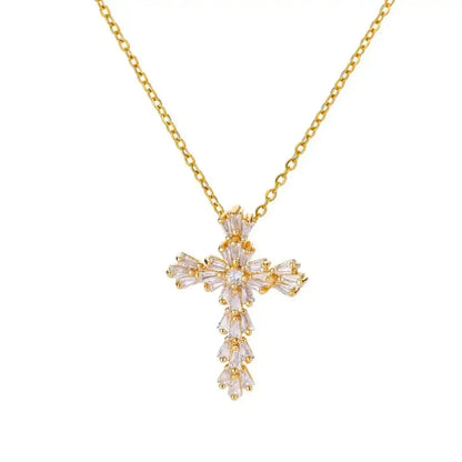 Timeless Silver Zirconia Cross Necklace