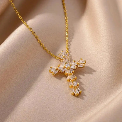 Timeless Silver Zirconia Cross Necklace