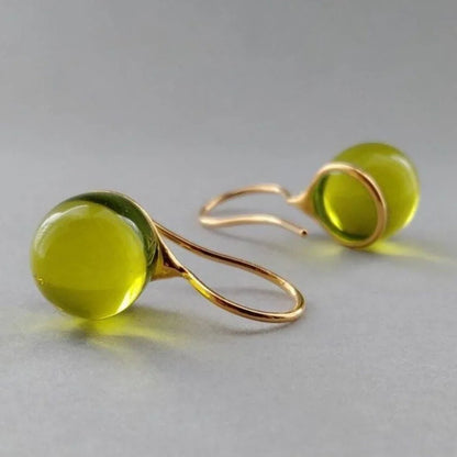 Vintage Olive Drops Crystal Earrings