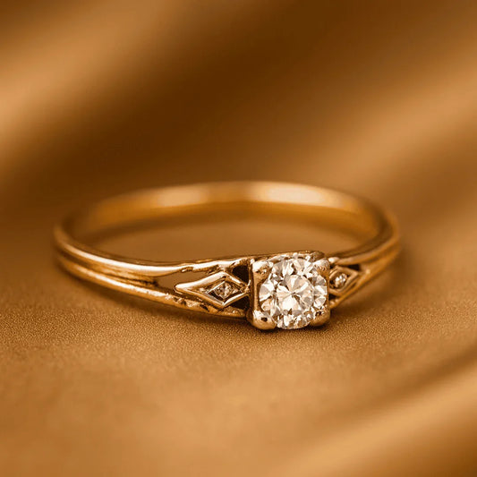 Classic Vintage Gold Zirconia Ring